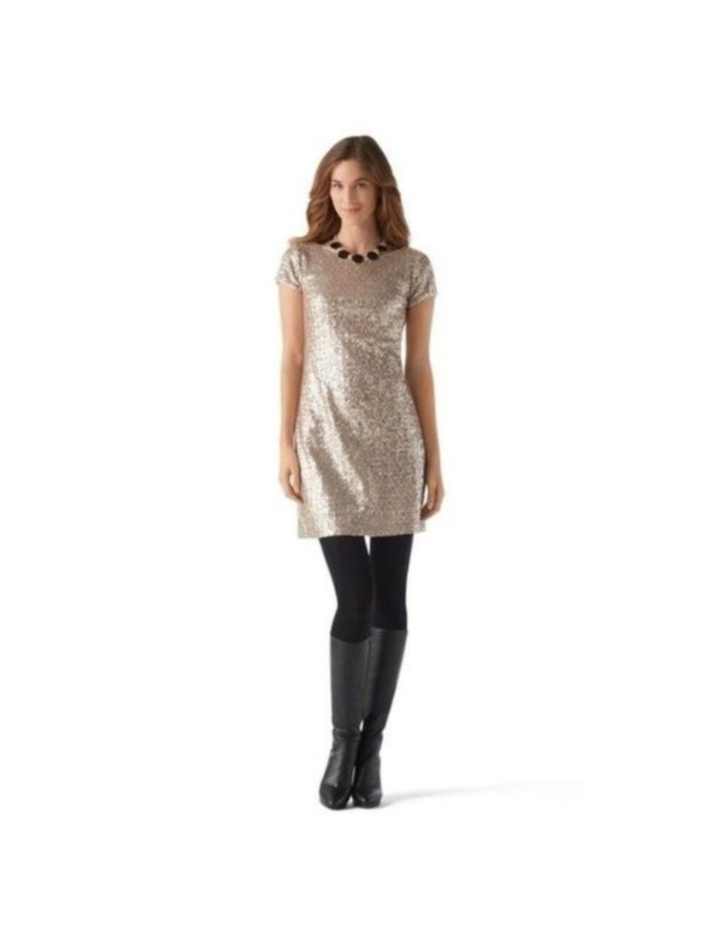 White House Black Market Mixed Metallic Sequin Party Dress XS